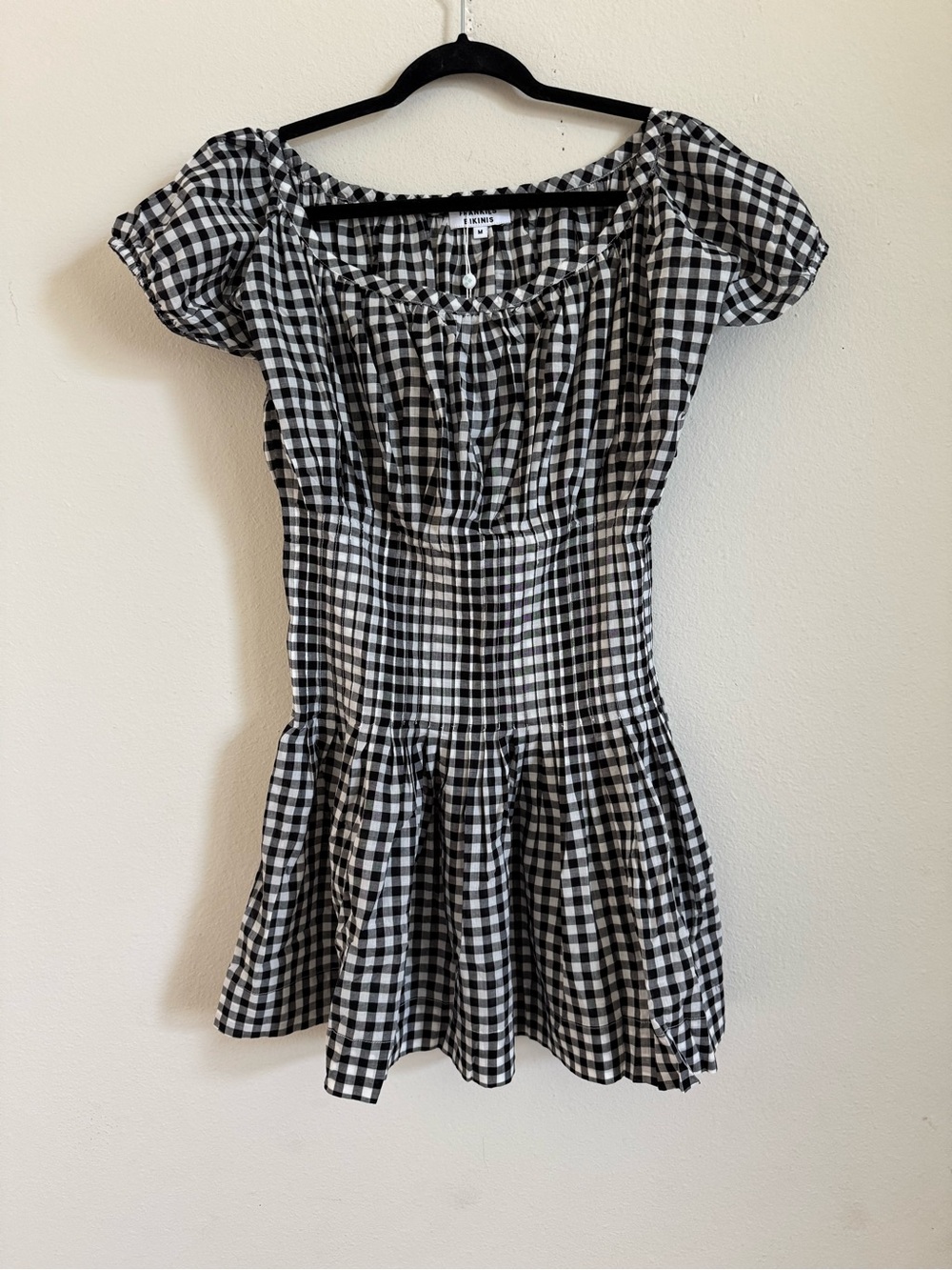 Frankie's Bikinis Sadie Black White Gingham Mini Western Rodeo Cotton Dress M